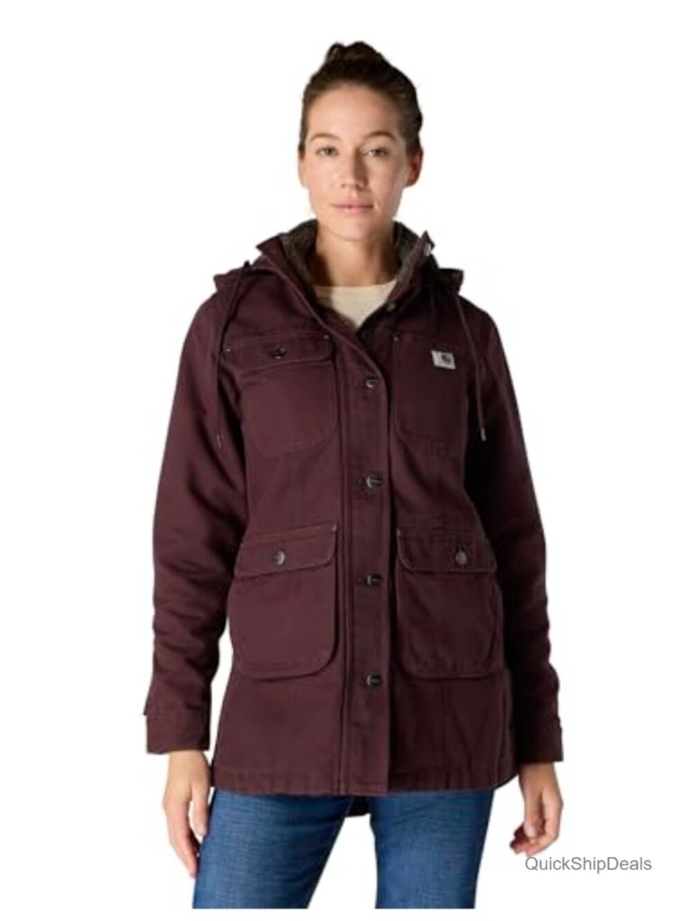 Loose Fit Washed Duck Insulated Anorak Coat Cold Weather